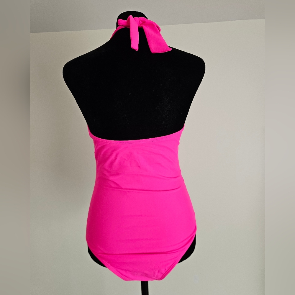 Pink Ruffled Halter Swimsuit - Picture 4 of 6